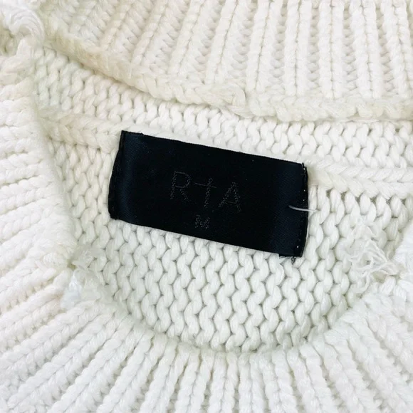 RTA • White Fever Distressed Cable Knit Cropped Sweater, M - Picture 15 of 16